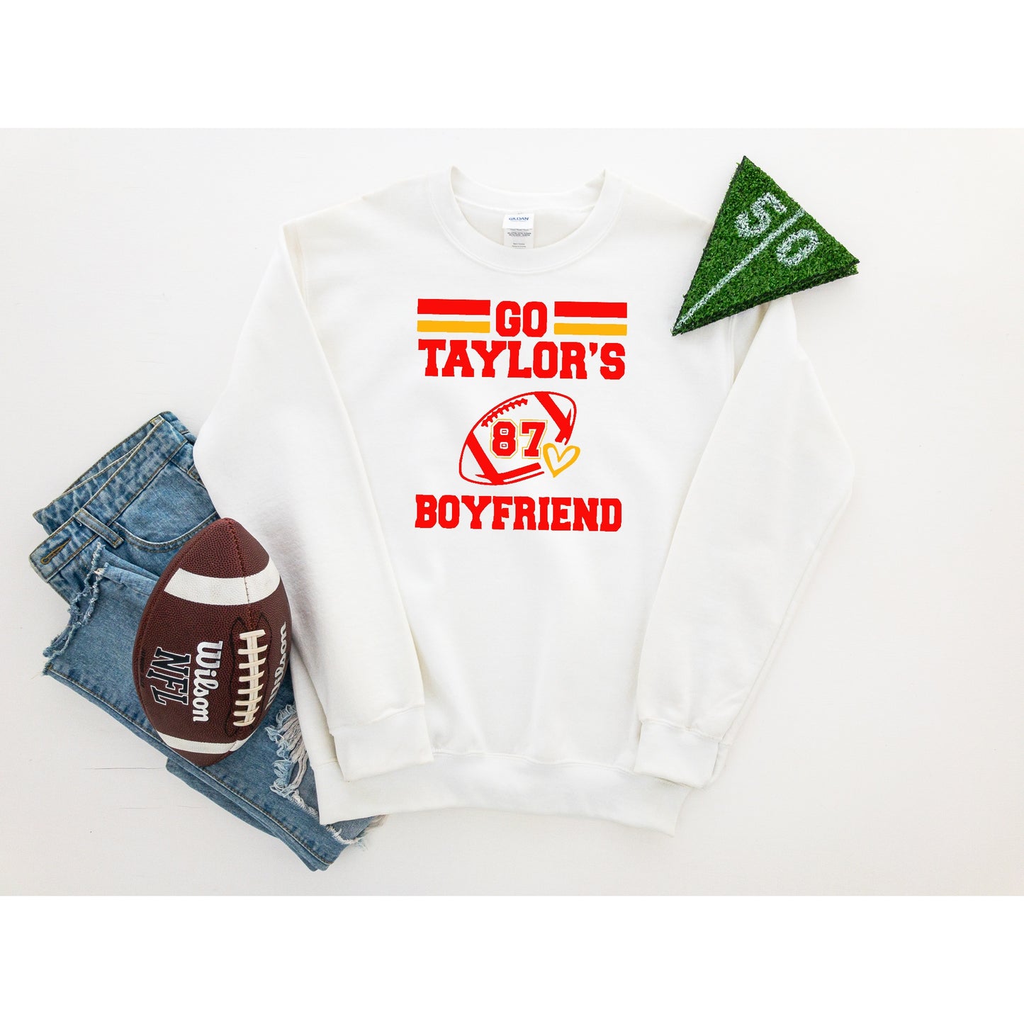 Go Taylor's Boyfriend! Football Crewneck