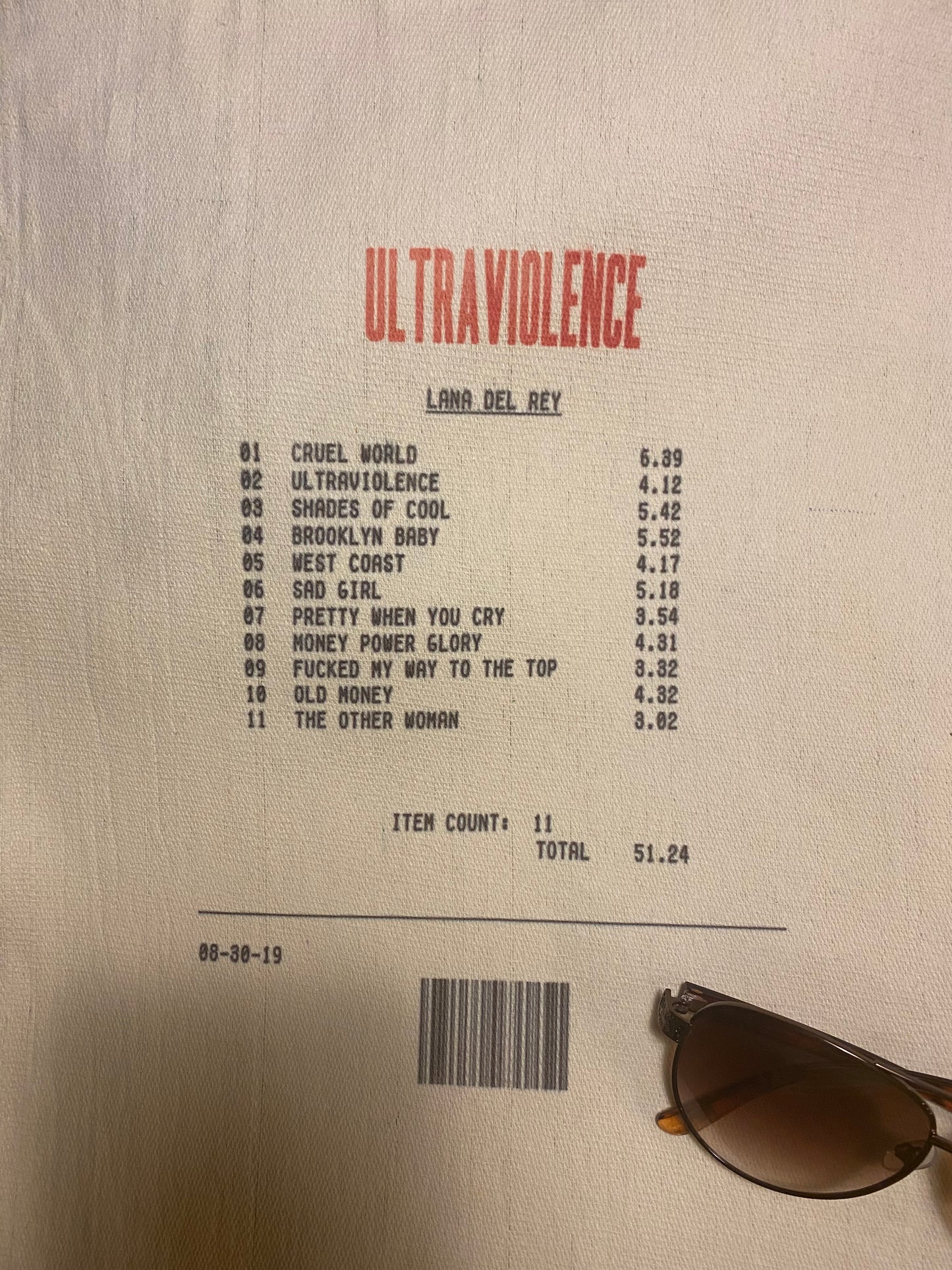 Ultraviolence Receipt Totebag