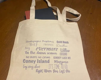 Evermore Song list Totebag