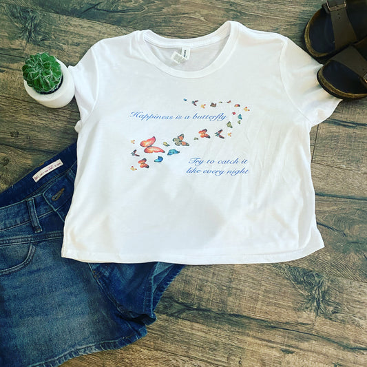 Happiness is a Butterfly Cropped tee